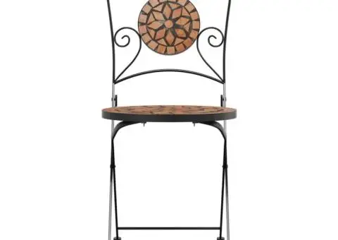 Scaune de bistro pliabile, 2 buc., cărămiziu, ceramică - 5/5