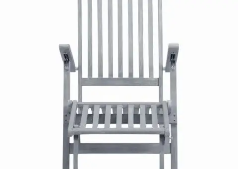 Șezlong de exterior, cu suport picioare, gri lemn masiv acacia - 2/5