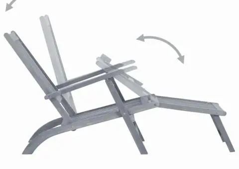 Șezlong de exterior, cu suport picioare, gri lemn masiv acacia - 3/5