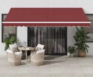 vidaXL Copertina retractabilă manual, vișiniu, 450x350 cm
