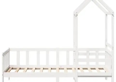 Set pat de zi/bancă cu acoperiș alb 80x200 cm lemn masiv de pin - 5/5