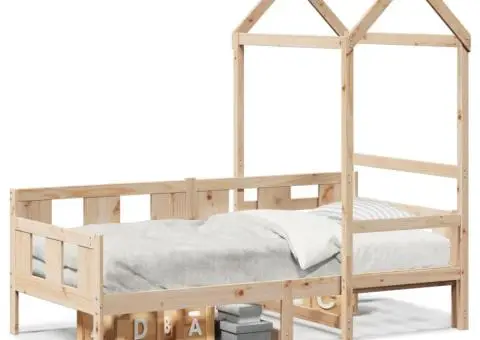 Pat de zi cu acoperiș, 80x200 cm, lemn masiv de pin - 2/5