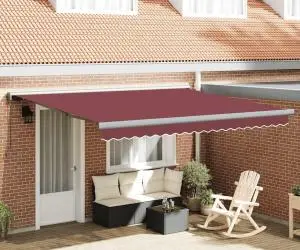 vidaXL Copertina retractabilă manual, vișiniu, 400x300 cm