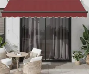 vidaXL Copertina retractabilă manual, vișiniu, 350x250 cm