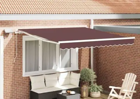 Copertină retractabilă manual cu LED, maro, 300x250 cm - 1/5