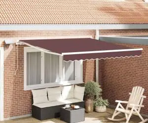 vidaXL Copertină retractabilă manual cu LED, maro, 300x250 cm