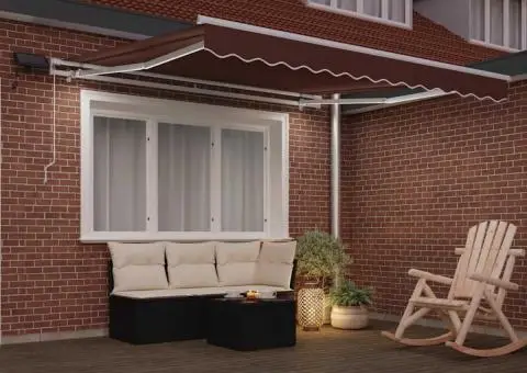 Copertină retractabilă manual cu LED, maro, 300x250 cm - 3/5