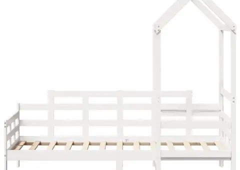 Pat de zi cu acoperiș, alb, 80x200 cm, lemn masiv de pin - 4/5