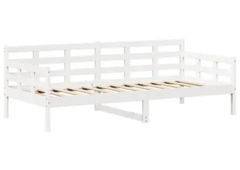 Pat de zi cu acoperiș, alb, 90x190 cm, lemn masiv de pin - 5/5