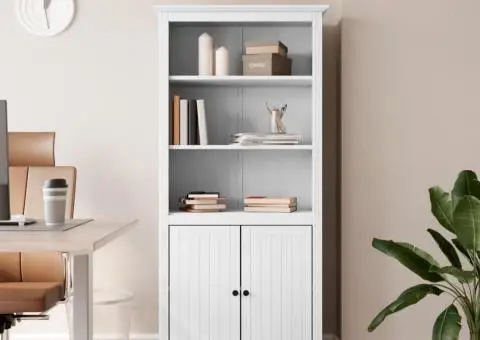 Bibliotecă "BODO", alb, 82x40x173 cm, lemn masiv de pin - 1/5