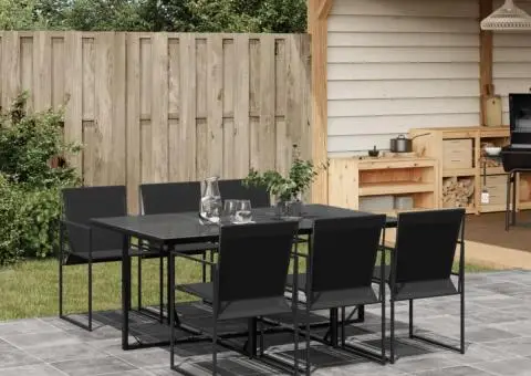 Set mobilier de grădină, 7 piese, negru, textilenă - 1/5