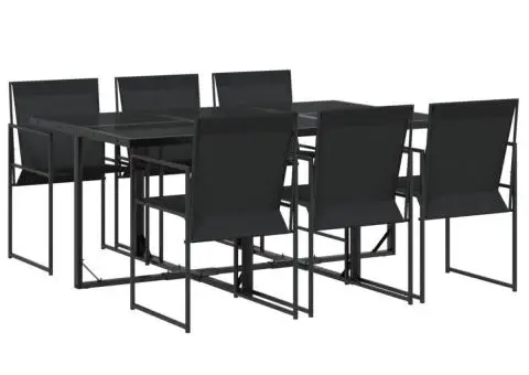 Set mobilier de grădină, 7 piese, negru, textilenă - 2/5