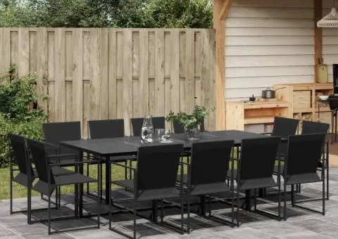 Set mobilier de grădină, 13 piese, negru, textilenă - 1/5