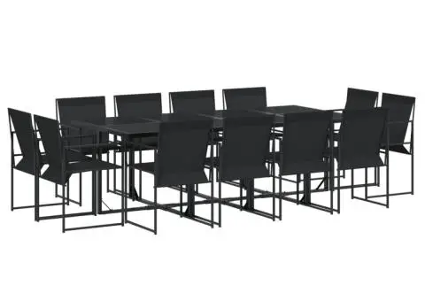 Set mobilier de grădină, 13 piese, negru, textilenă - 2/5