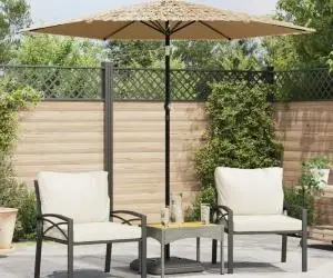 vidaXL Umbrelă soare de grădină cu stâlp din oțel, maro 223x223x213 cm