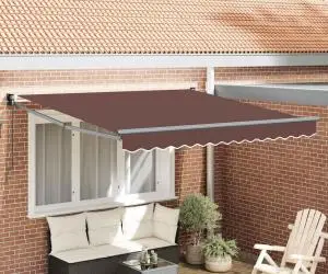 Copertină retractabilă manual, maro, 300x250 cm