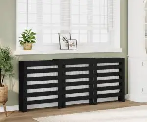 vidaXL Mască pentru calorifer, negru, 205x21,5x83,5 cm, lemn prelucrat