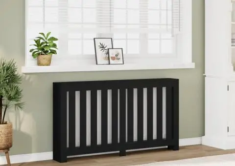 Mască pentru calorifer, negru, 149x20x82 cm, lemn prelucrat - 1/5