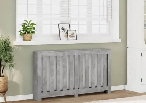 Mască pentru calorifer, gri beton, 149x20x82 cm, lemn prelucrat - 1/5