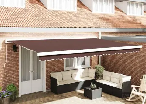 Copertină retractabilă manual, maro, 500x300 cm - 1/5