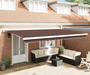 vidaXL Copertină retractabilă manual, maro, 500x300 cm