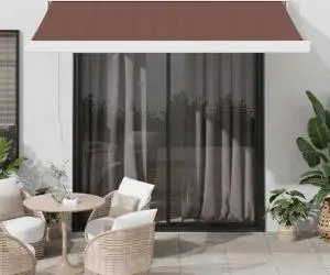 vidaXL Copertina retractabilă automat, maro, 350x250 cm