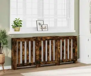 vidaXL Mască pentru calorifer stejar fumuriu 205x21,5x83,5 cm lemn