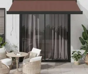 vidaXL Copertina retractabilă automat, maro, 350x250 cm