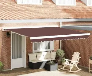 vidaXL Copertină retractabilă manual, maro, 400x300 cm