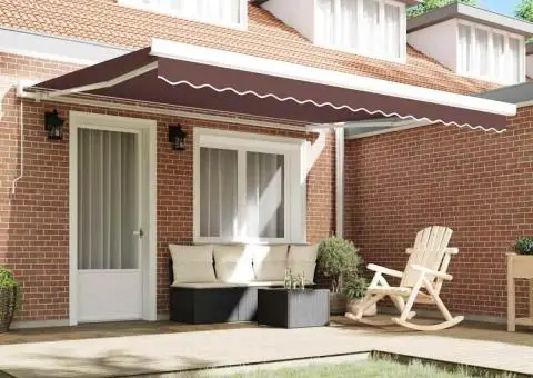 Copertină retractabilă manual, maro, 400x300 cm - 3/5