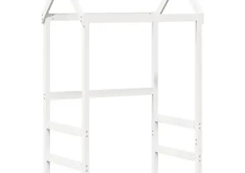 Set pat de zi cu acoperiș, alb, 90x190 cm, lemn masiv de pin - 5/5