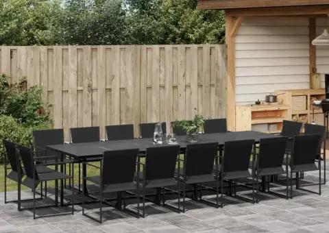 Set mobilier de grădină, 17 piese, negru, textilenă - 1/5