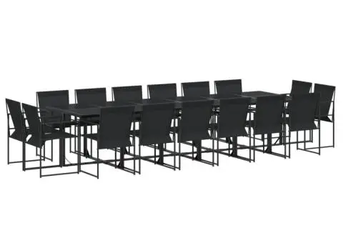 Set mobilier de grădină, 17 piese, negru, textilenă - 2/5