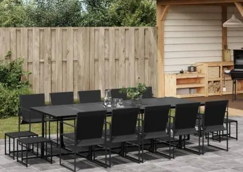 Set mobilier de grădină, 15 piese, negru, textilenă - 1/5