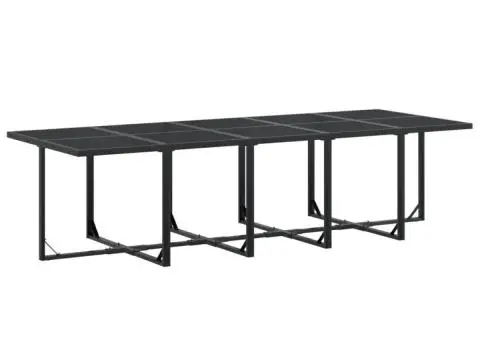 Set mobilier de grădină, 15 piese, negru, textilenă - 3/5