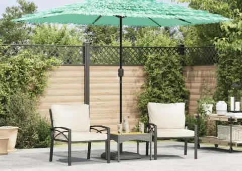 Umbrelă soare de grădină cu stâlp din oțel verde 300x200x250 cm - 1/5