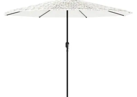 Umbrelă soare de grădină stâlp din oțel, alb 324x324x247 cm - 2/5