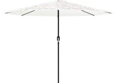 Umbrelă soare de grădină stâlp din oțel, alb 324x324x247 cm - 3/5