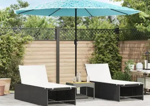 Umbrelă soare de grădină stâlp din oțel, albastru 324x324x247cm - 1/5