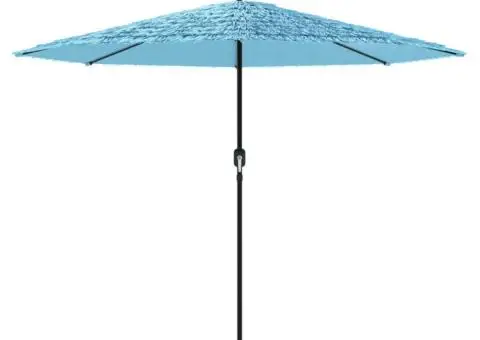 Umbrelă soare de grădină stâlp din oțel, albastru 324x324x247cm - 3/5