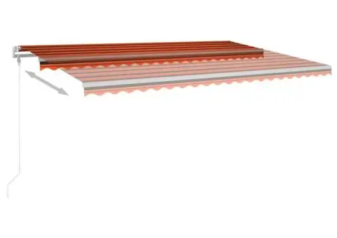 Copertină automată senzor vânt/LED, portocaliu/maro, 500x300 cm - 4/5