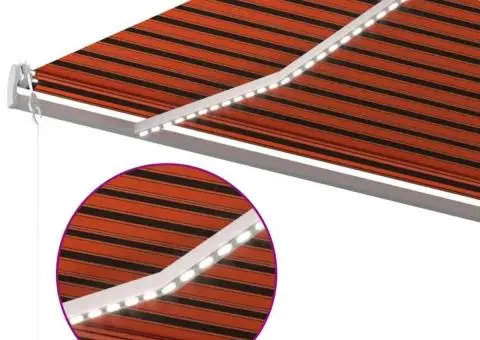 Copertină automată senzor vânt/LED, portocaliu/maro, 500x300 cm - 5/5