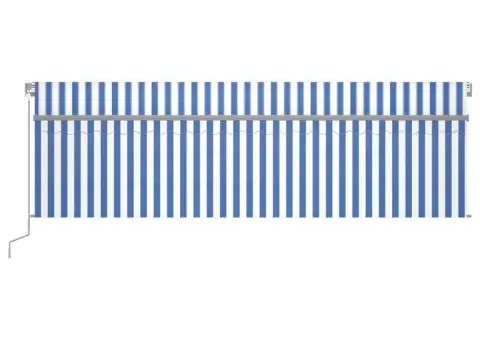 Copertină retractabilă manual cu stor&LED,albastru&alb, 5x3 m - 3/5