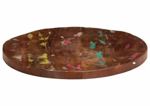 Blat de masă rotund, Ø 40x1,5 cm, lemn masiv reciclat - 4/5