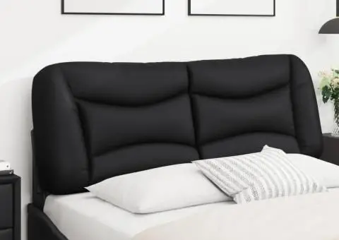 Pernă pentru tăblie pat, negru, 140 cm, piele artificială - 3/5
