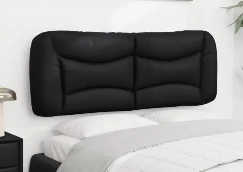 Pernă pentru tăblie pat, negru, 140 cm, piele artificială - 4/5