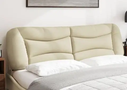 Pernă pentru tăblie de pat, crem, 180 cm, material textil - 3/5