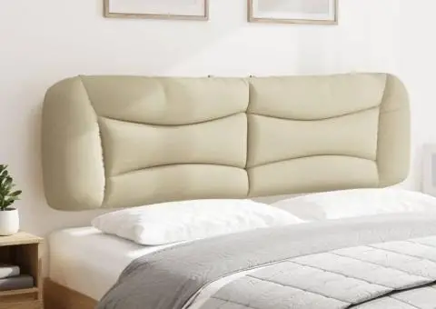 Pernă pentru tăblie de pat, crem, 180 cm, material textil - 4/5