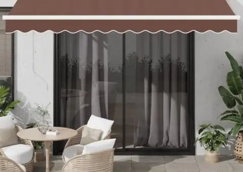 Copertină retractabilă manual, maro, 350x250 cm - 1/5