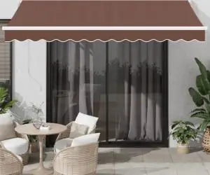 vidaXL Copertină retractabilă manual, maro, 350x250 cm